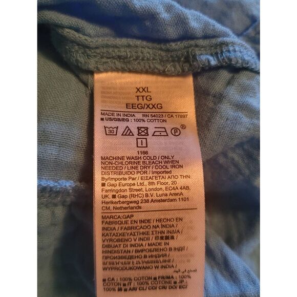 GAP Dress Women's XXL Blue Gauze Cami Maxi Tiered Tie Back Sleeveless - Picture 2 of 5